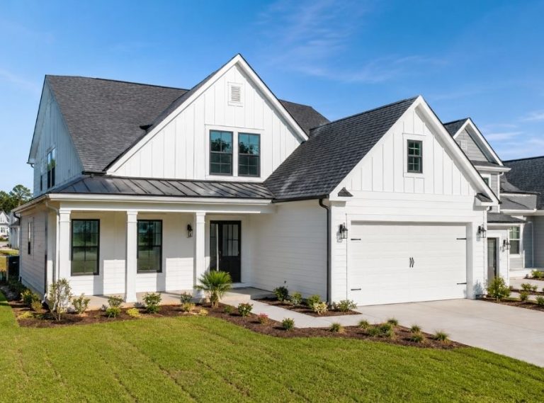 Newly built home in Hardeeville, SC with architectural shingle roof in a modern coastal neighborhood